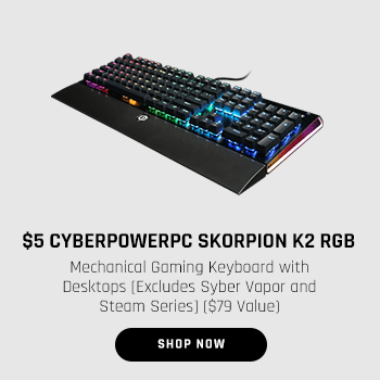 $5 CyberPowerPC Skorpion K2 RGB Mechanical Gaming Keyboard with Desktops [Excludes Syber Vapor and Steam Series] ($79 Value)