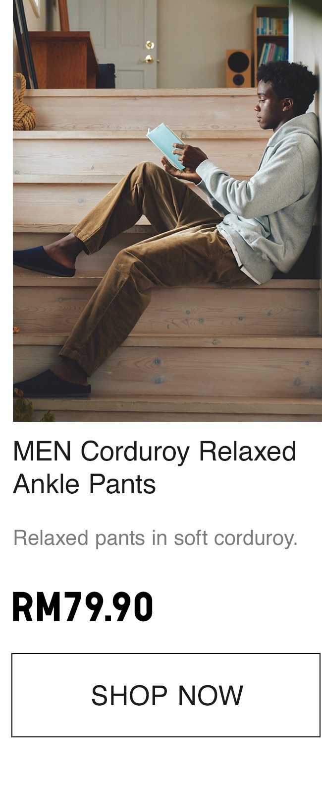 Men Corduroy Relaxed Ankle Pants