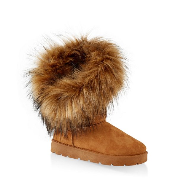 Asymmetrical Faux Fur Lined Boots