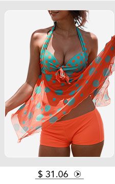 Asymmetric Hem Padded Open Back Printed Tankini Set