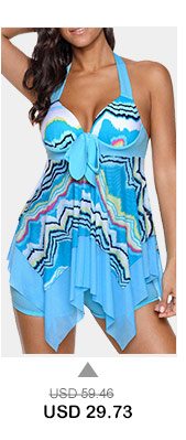 Printed Handkerchief Hem Halter Swimdress and Shorts