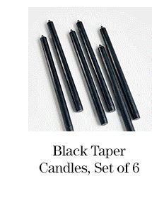 Black taper candles, set of 6