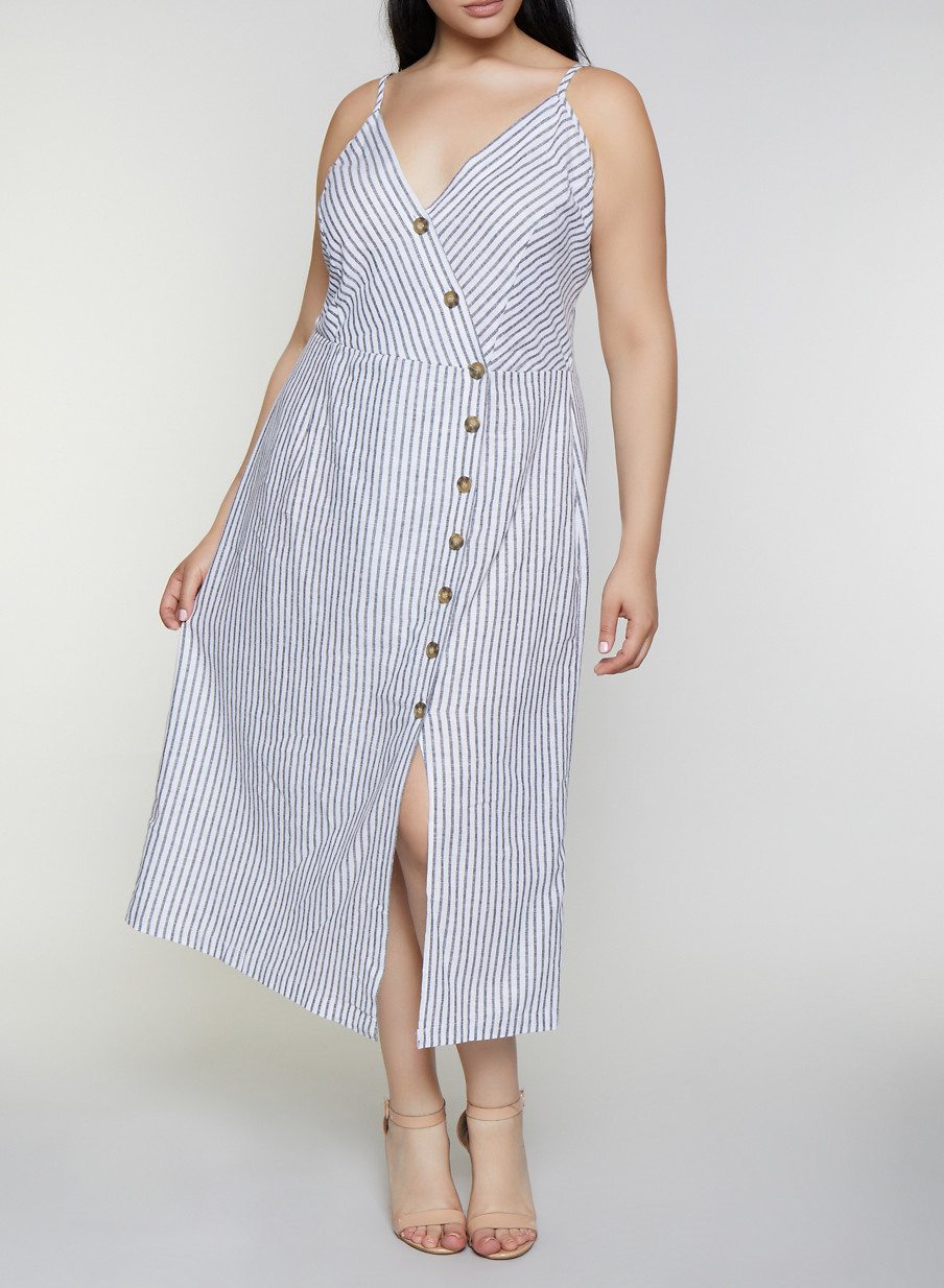 Plus Size Striped Cami Maxi Dress