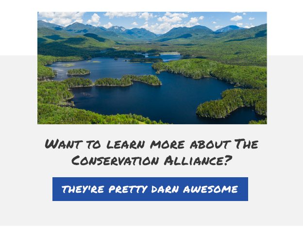 Want to learn more about The Conservation Alliance? Button: They're pretty darn awesome.