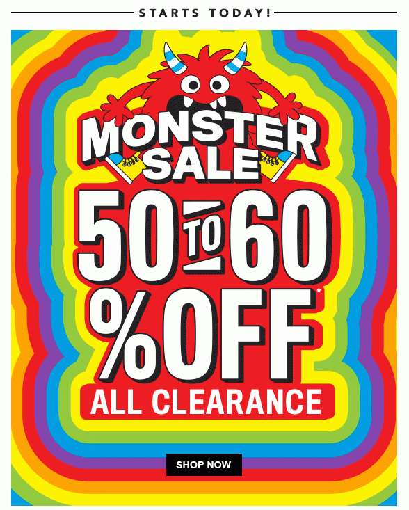 Monster Sale 50-60% Off All Clearance 