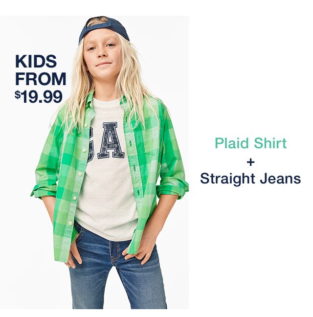 Plaid Shirt + Straight Jeans