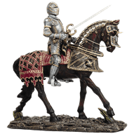 Medieval Knight on Horseback Statue