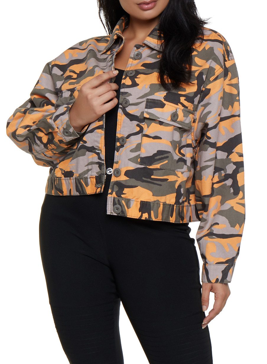 Plus Size Camo Jacket