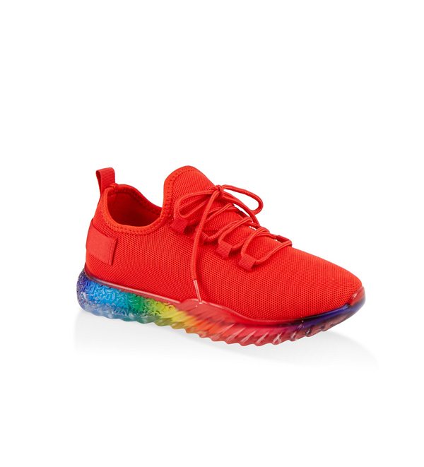 Rainbow Sole Lace Up Sneakers