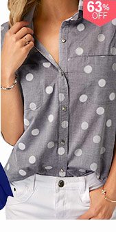 Turndown Collar Polka Dot Print Shirt