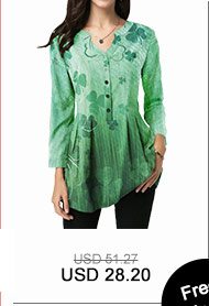 St Patricks Day Split Neck Printed Green Blouse