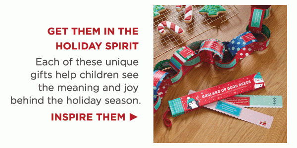 Each of these unique gifts help children see the meaning and joy behind the holiday season.