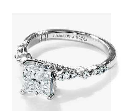 Monique Lhuillier Bliss Princess-Cut Lab-Created Diamond Engagement Ring 1-7/8 ct tw 18K White Gold