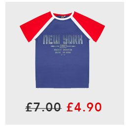 Older Boys Blue and Red Slogan T-Shirt