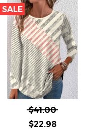 Beige Patchwork Geometric Print Long Sleeve T Shirt