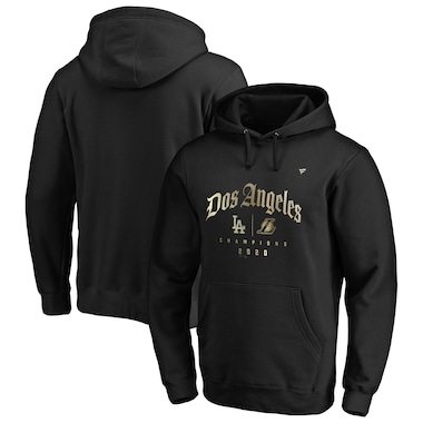 Los Angeles Fanatics Branded 2020 Dual Champions Dos Angeles Pullover Hoodie - Black