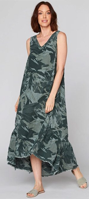 Camo Tropical Dress in Ivy Hall »