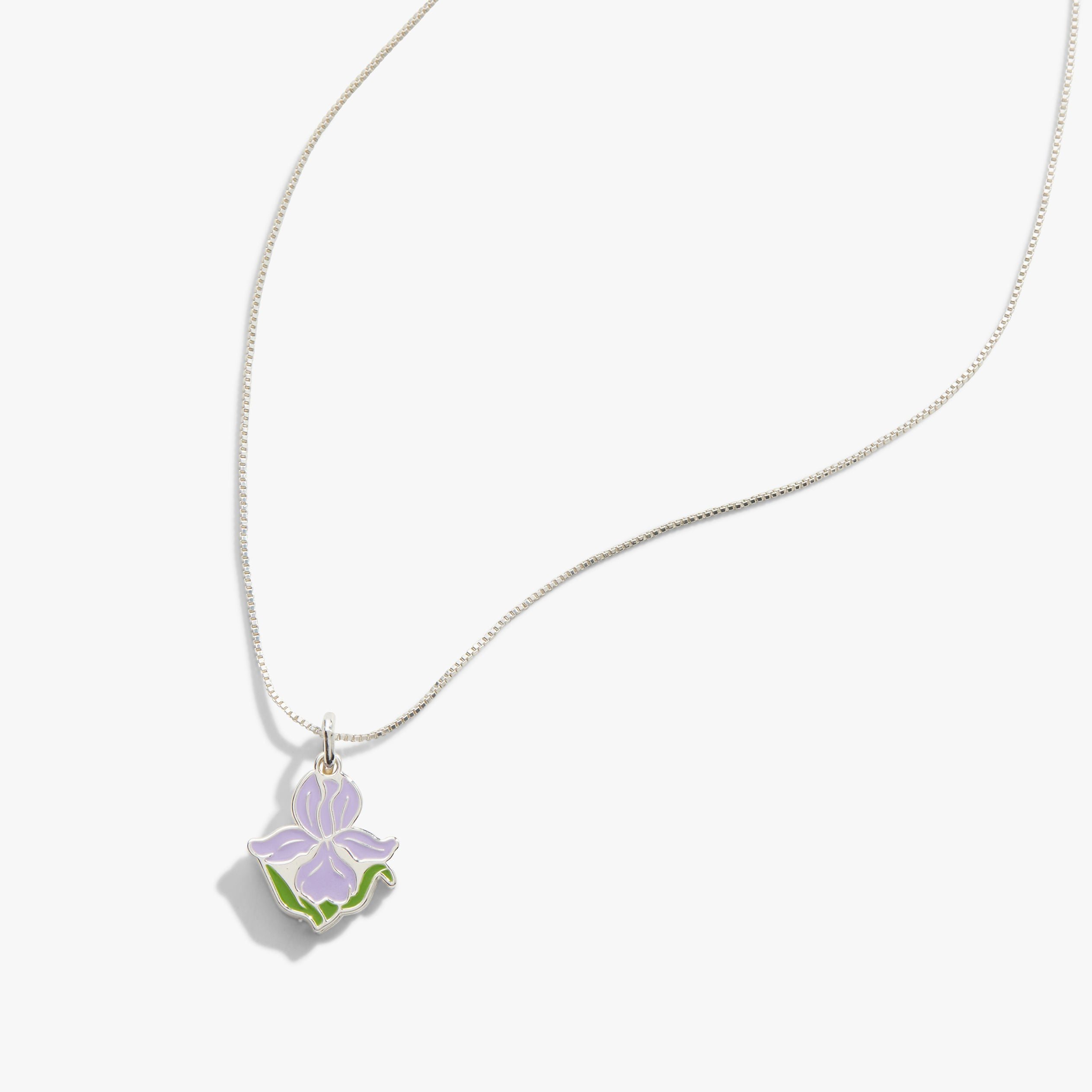 Image of Iris Flower Mantra Charm Necklace