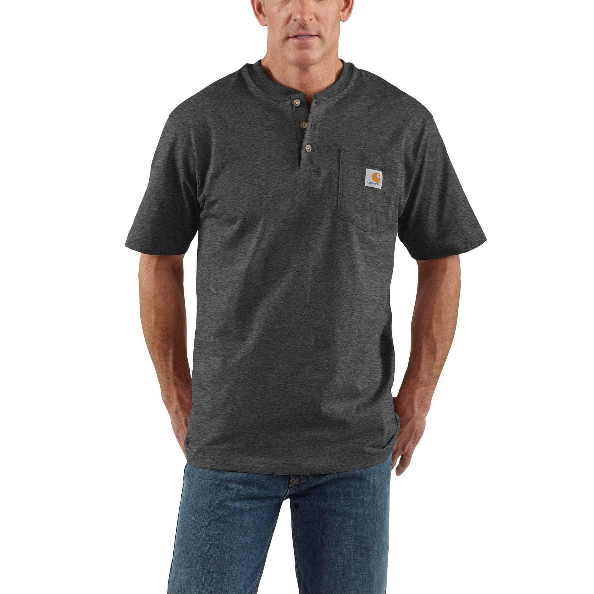 Loose Fit Heavyweight Short-Sleeve Pocket Henley T-Shirt