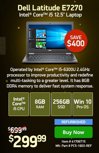 Dell Latitude E7270 i5 8GB 256SSD w/ 1yr Warranty | 41706715 | Shop Now