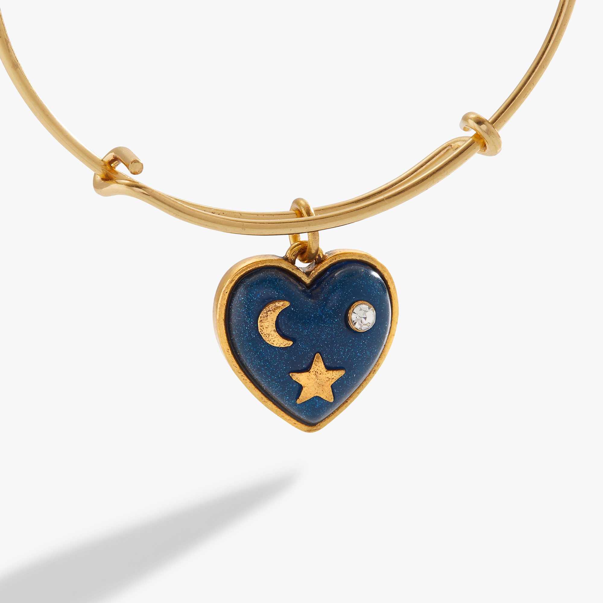 Crystal Heart Charm Bangle