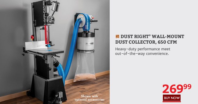 Dust Right Wall-Mount Dust Collector, 650 CFM