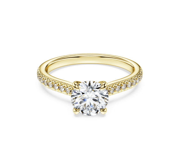 Eternity solitaire ring, Lab-grown diamonds 1.2 ct tw, Round cut, 14K yellow gold