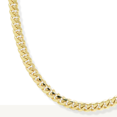 Solid Miami Cuban Curb Chain Necklace 3.3mm 14K Yellow Gold 22''