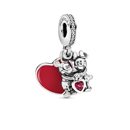 Disney Mickey Minnie and heart silver dangle