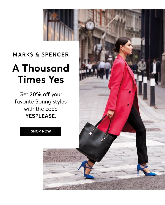 Get 20% off Marks & Spencer with the code YESPLEASE.