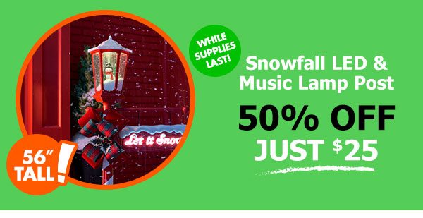 Snowfall LED Music Lamp Post 50% off | Just $25
