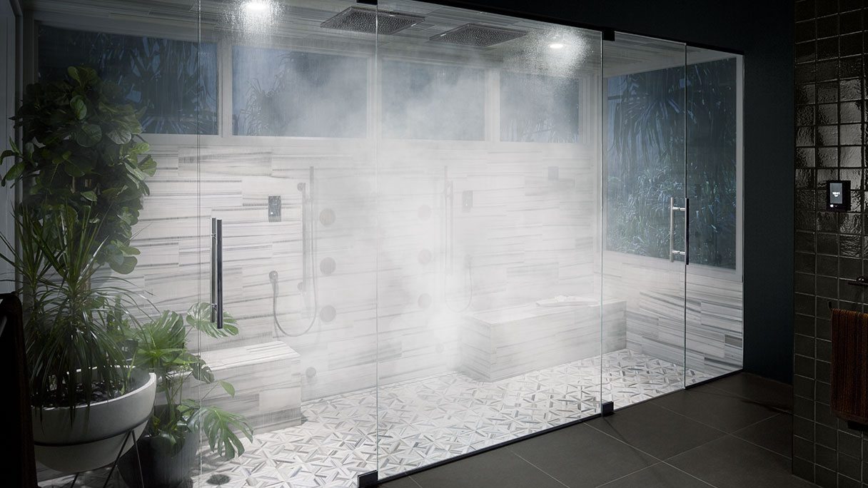 Kohler DTV+ digital showering system with Choreograph customizable shower walls