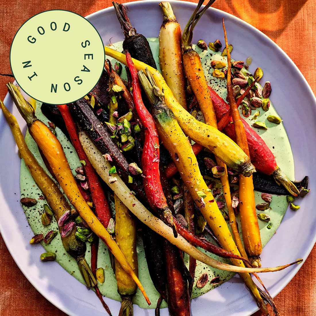 Roasted Carrots with Green Labneh and Pistachios