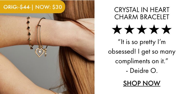 Crystal in Heart Charm Bangle | Shop Now