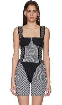 Paolina Russo - SSENSE Exclusive White & Grey Illusion Knit Bullseye Bustier Tank Top