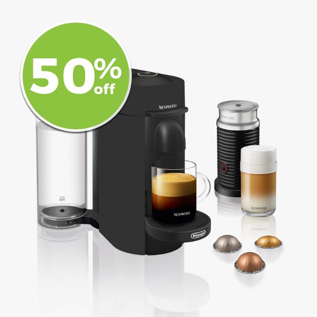 50% Off Nespresso® by De'Longhi VertuoPlus Limited Edition Bundle with Aeroccino3 Frother