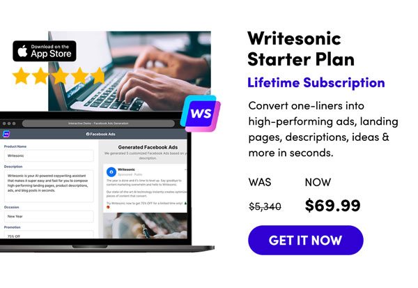 Writesonic Starter Plan Lifetime Subscription | Get It Now