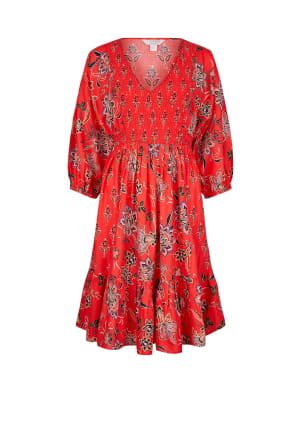 Floral print mini dress in lenzing™ ecovero™ red