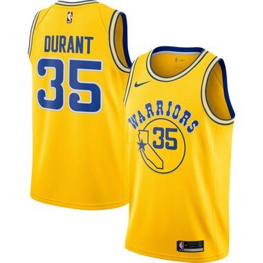 Nike Kevin Durant Golden State Warriors Gold Hardwood Classics Swingman Jersey