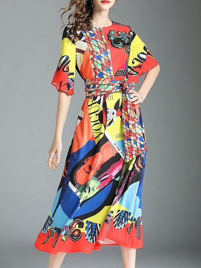 Printed Graphic Party Midi Dr...