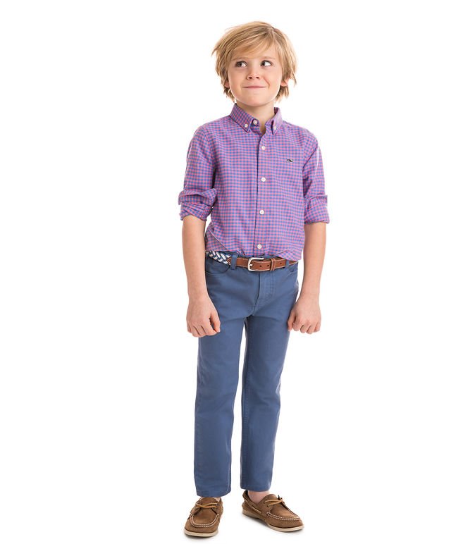 Boys Gorda Cay Gingham Flannel Whale Shirt