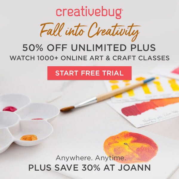 50 Percent off Creativebug Unlimited Plus.