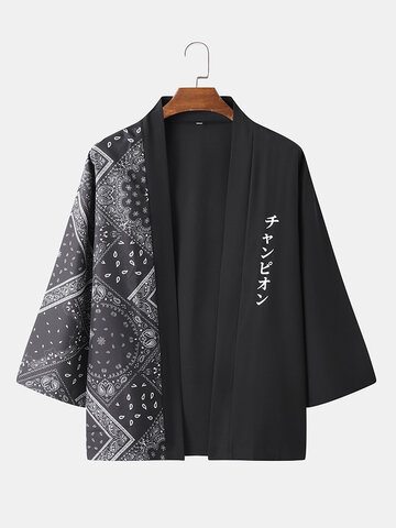 Paisley Ethnic Pattern Black Kimono
