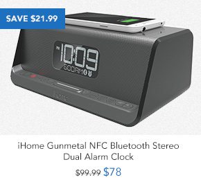 Shop iHome Gunmetal NFC Bluetooth Stereo Dual Alarm Clockr