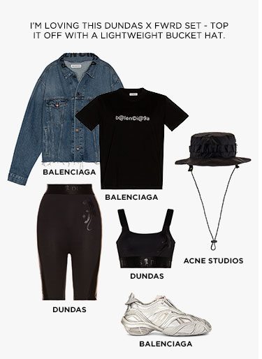 I’M LOVING THIS DUNDAS x FWRD SET - TOP IT OFF WITH A LIGHTWEIGHT BUCKET HAT.