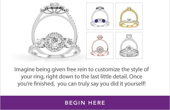 Imagine being given free rein to customize the style of your ring, right down to the last little detail. Once you're finished, you can truly say you did it yourself! Begin Here