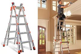 Little Giant 17ft Multi-Purpose Aluminium Ladder w/ Telescoping Sides, Wheels & Rubberized Feet