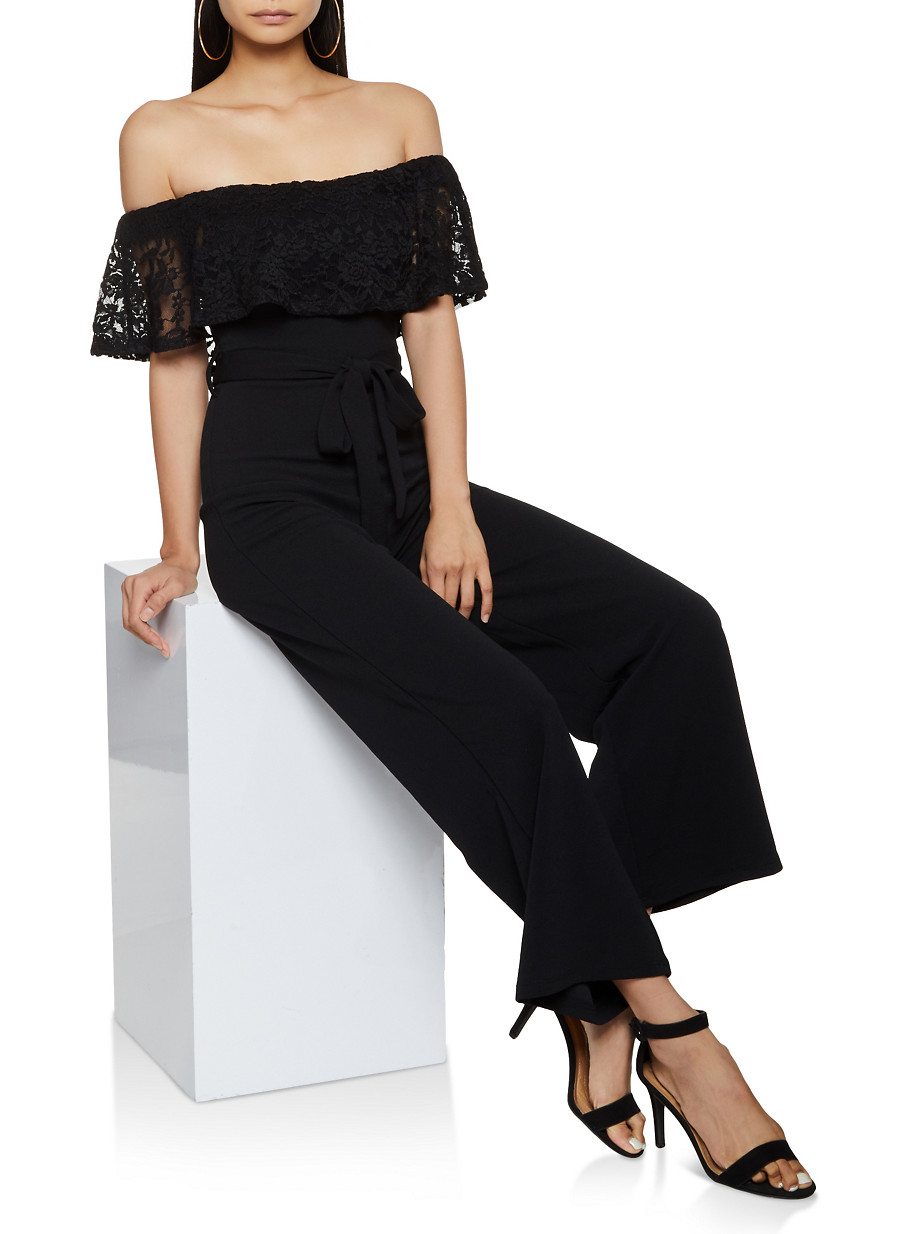 Off the Shoulder Lace Detail Jumpsuit