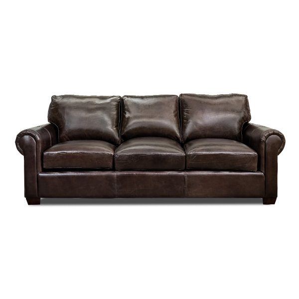 Saddle Walnut Brown Leather Sofa