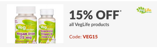 15% off* all VegLife products